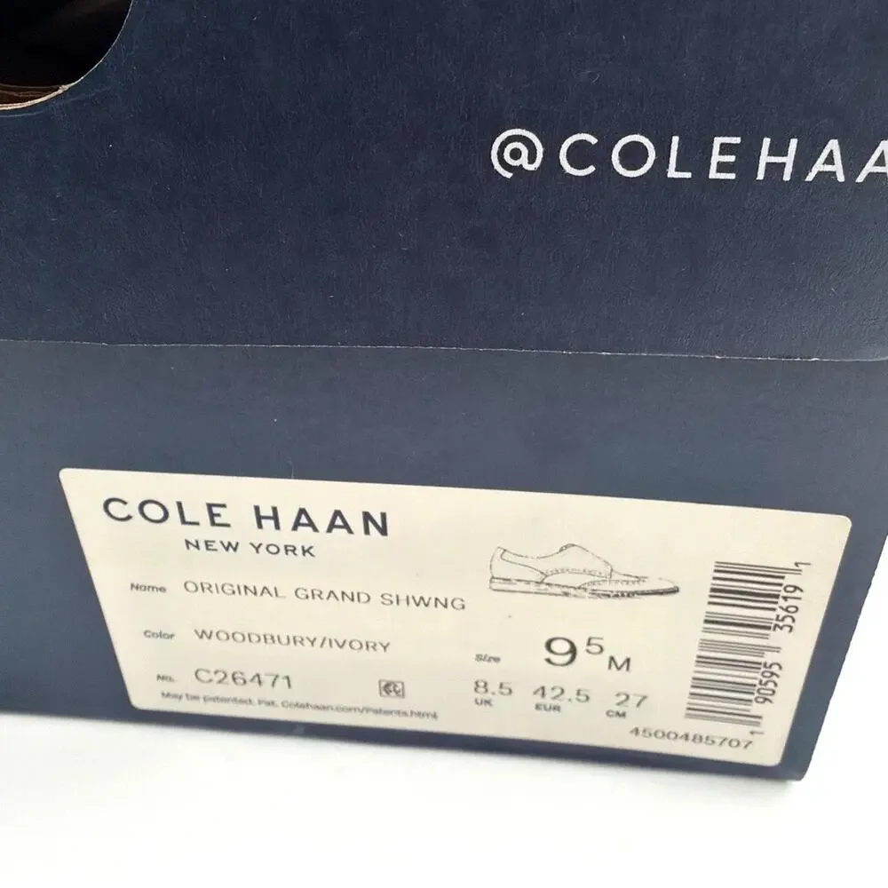 Cole Haan Woodbury Ivory Original Grand Wingtip Oxford Shoes Size 9.5M